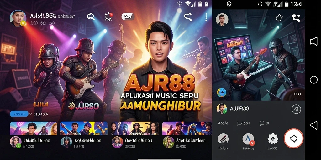 Screenshot menunjukkan gameplay interaktif dari aplikasi musik AJR88.