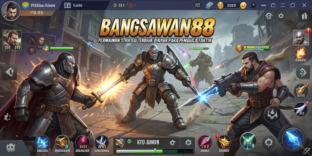 Tampilan gameplay menegangkan di BANGSAWAN88 dengan pertempuran strategis.