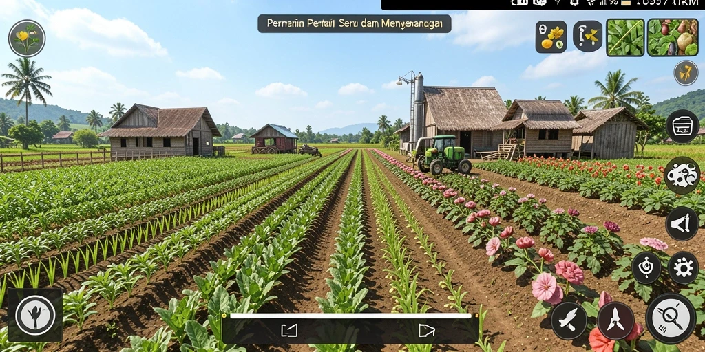 Tampilan gameplay seru saat bertani di EOS77.