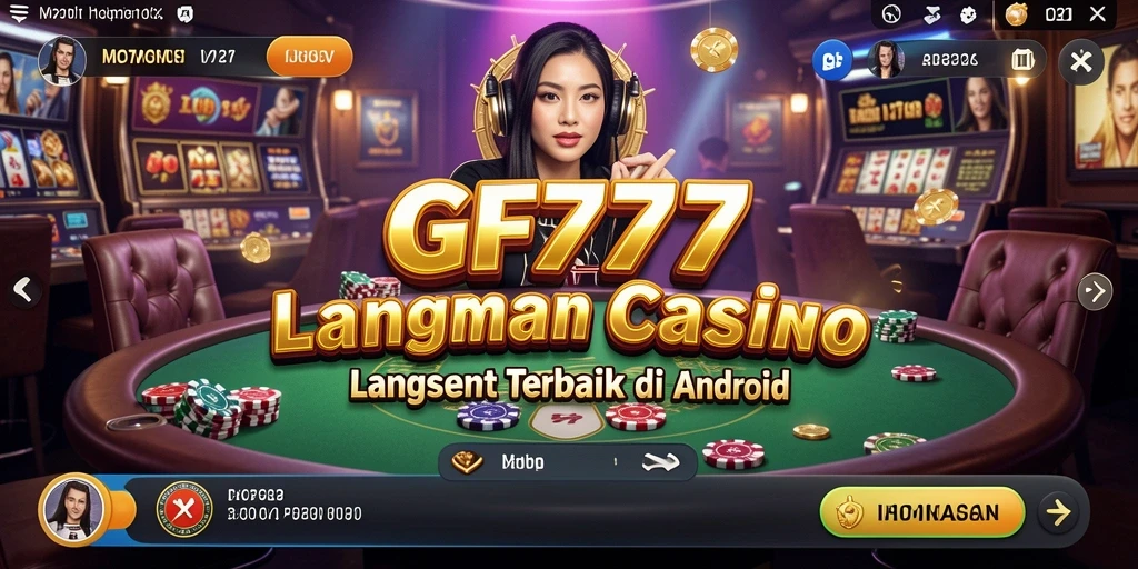Screenshot GF777 menampilkan dealer langsung dalam suasana permainan casino.