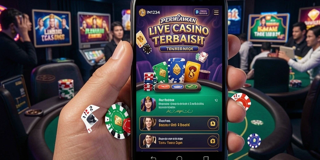 Tampilan menarik dari gameplay Live Casino di IN1234.