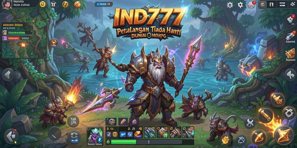 Screenshot gameplay IND777 menampilkan pertempuran epik di dunia MMORPG.