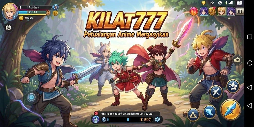 Tangkapan layar KILAT777 dengan aksi pertarungan karakter Anime.