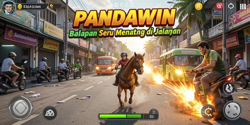 Tampilan seru gameplay balapan yang menantang di PANDAWIN.