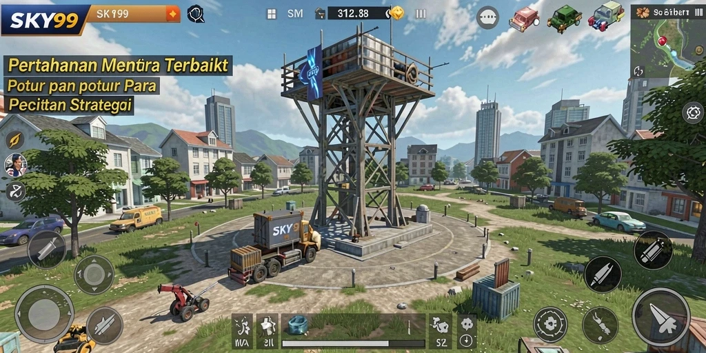 Tampilan gameplay menarik SKY99 dengan aksi Tower Defense yang seru.