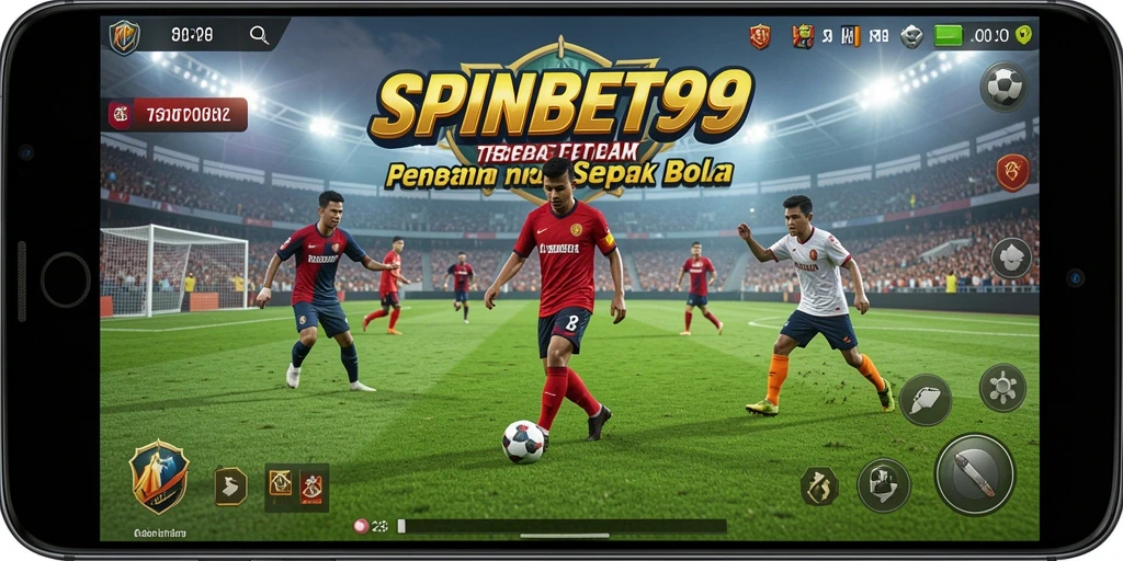 Tampilan gameplay menarik dalam SPINBET99 yang menunjukkan momen-momen seru sepak bola.
