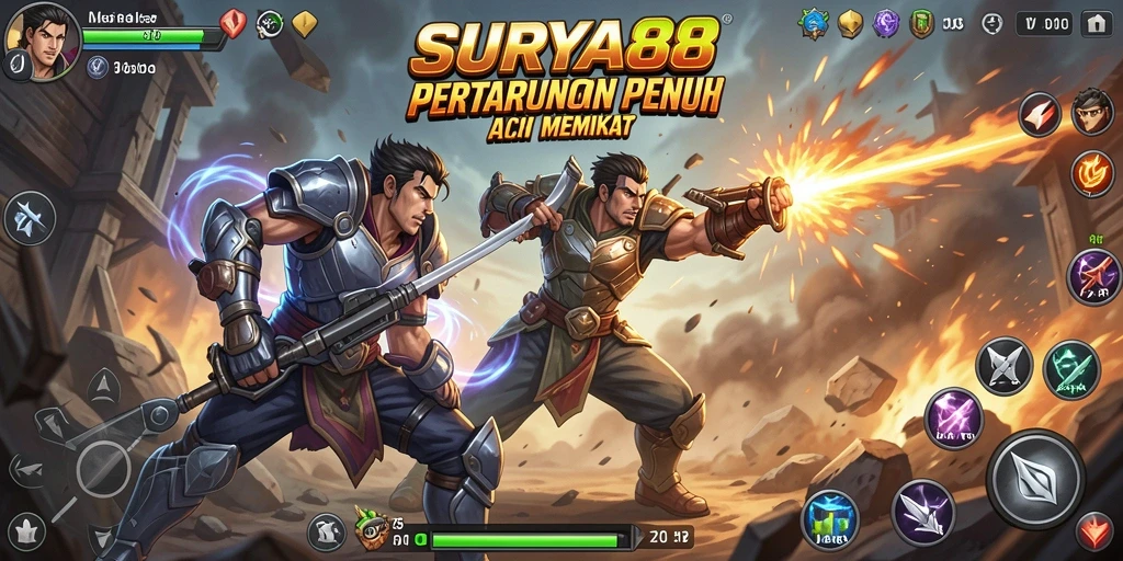 Tangkapan layar menampilkan aksi pertarungan seru di SURYA88.