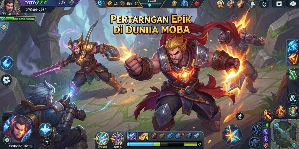 Tampilan gameplay TOTO777 dengan pertempuran seru antara karakter.