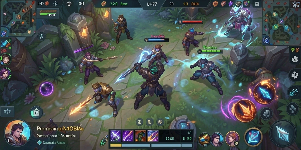 Screenshot UH77 menunjukkan aksi seru dalam pertarungan MOBA.