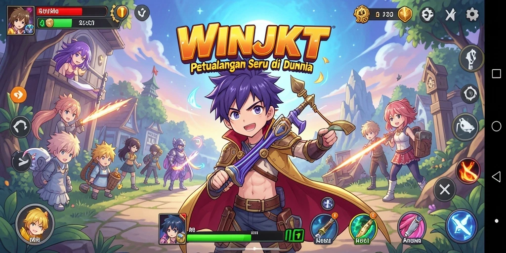 Tampilan seru gameplay WINJKT dengan karakter anime yang menawan.