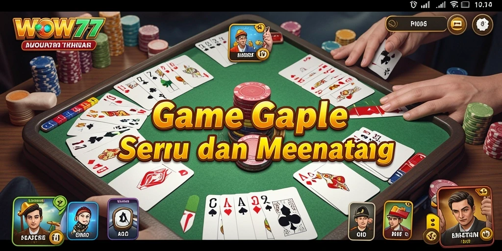 Screenshot gameplay WOW77 menampilkan sesi permainan Gaple yang menegangkan.